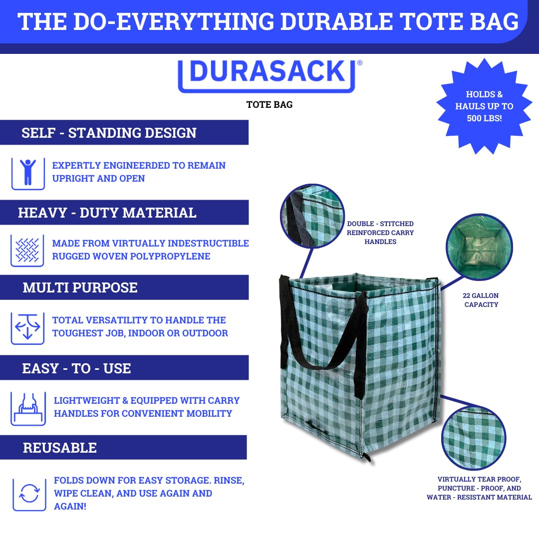 DURASACK Heavy Duty Storage Tote Bag 22-Gallon Rugged Woven Polypropylene Moving Bag - UK GEMS