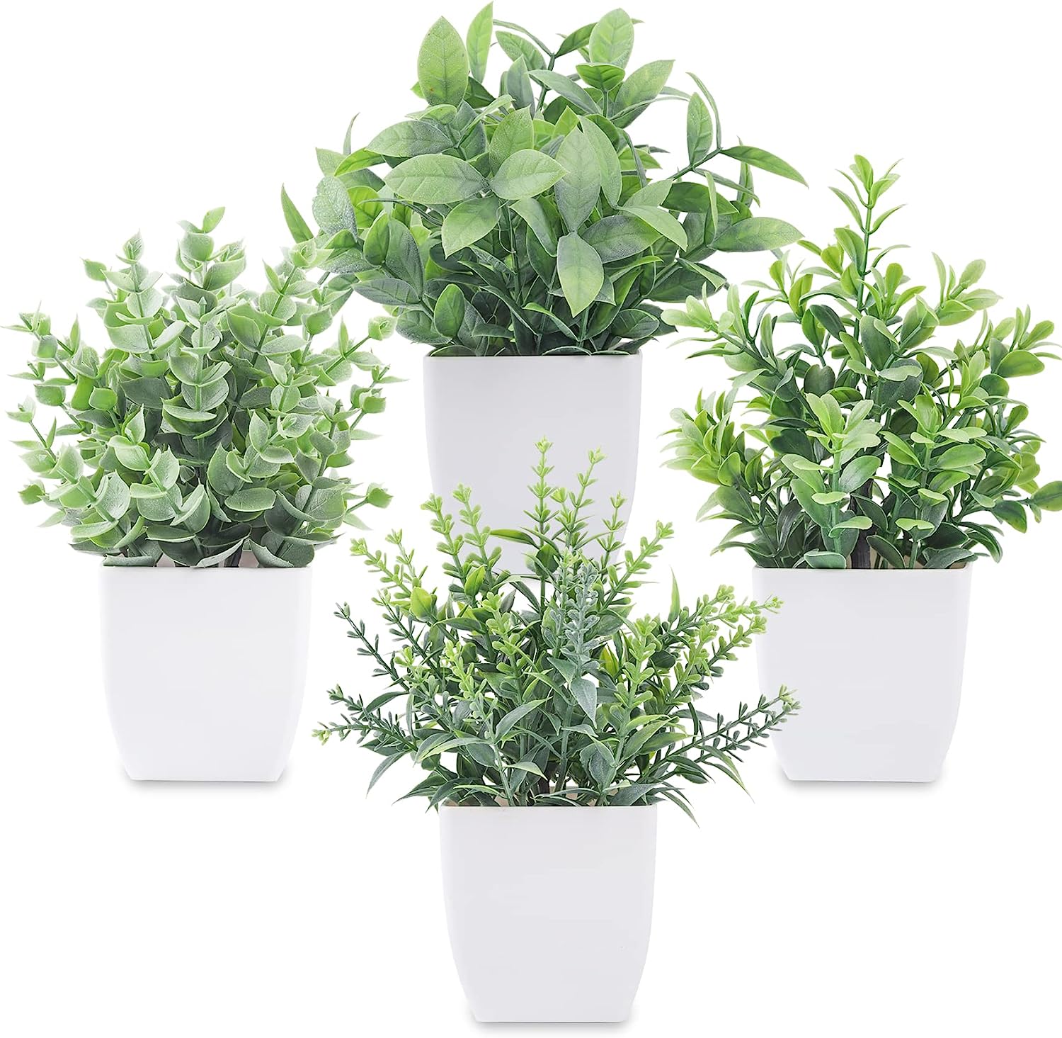 Der Rose 4 Packs Fake Plants Mini Artificial Greenery Potted Plants for Home Decor Indoor Office Table Room Farmhouse - UK GEMS