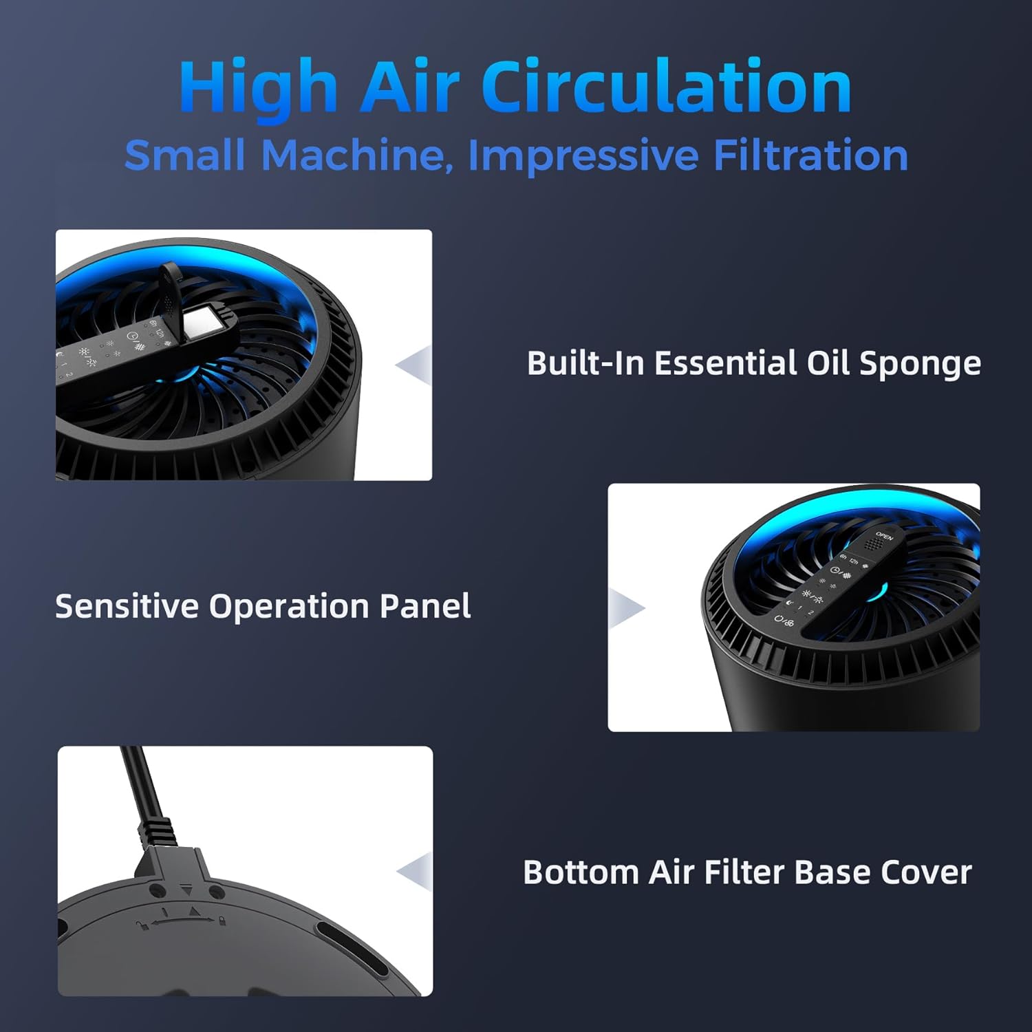 AROEVE Air Purifiers for Home, Air Purifier Air Cleaner For Smoke Pollen Dander Hair Smell Portable Air Purifier - UK GEMS