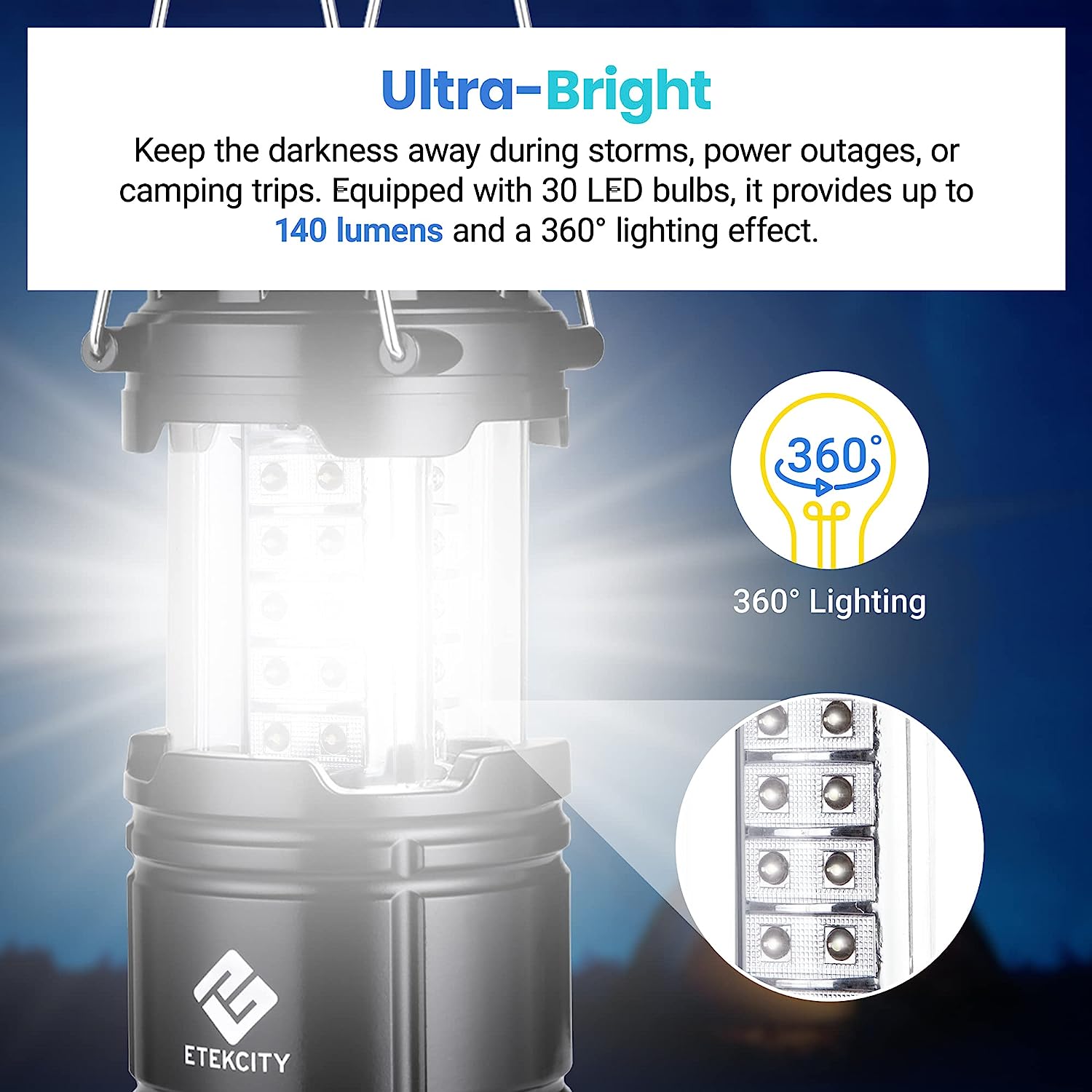 Etekcity Lantern Camping Essentials , Led Flashlight for Power Outages - UK GEMS