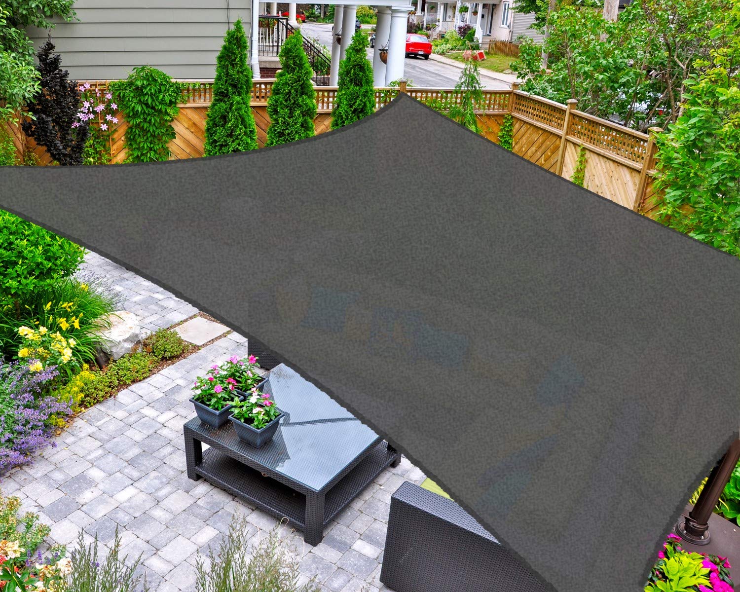 AsterOutdoor Sun Shade Sail Rectangle 10' x 13' UV Block Canopy for Patio Backyard Lawn Garden Outdoor Activities, Graphite - UK GEMS